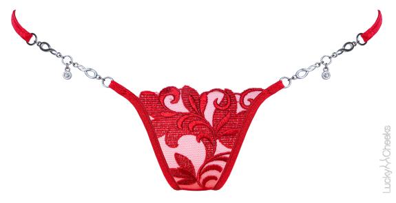 Roter luxus String - Love Story - Lucky Cheeks Dessous